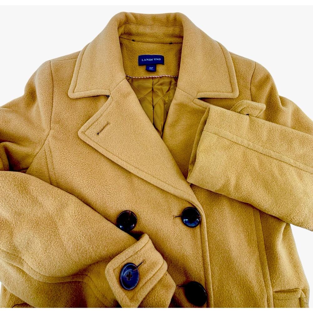 Lands’ End Women’s Wool/Cashmere Peacoat – Camel / Tan – Double Breasted-10 P